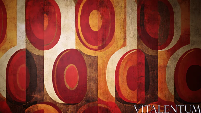 Retro oval patterns glow in warm distressed textures.