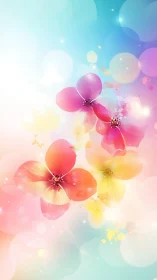 Radiant Translucent Florals with Bokeh and Pastel Gradient Ambient Light.