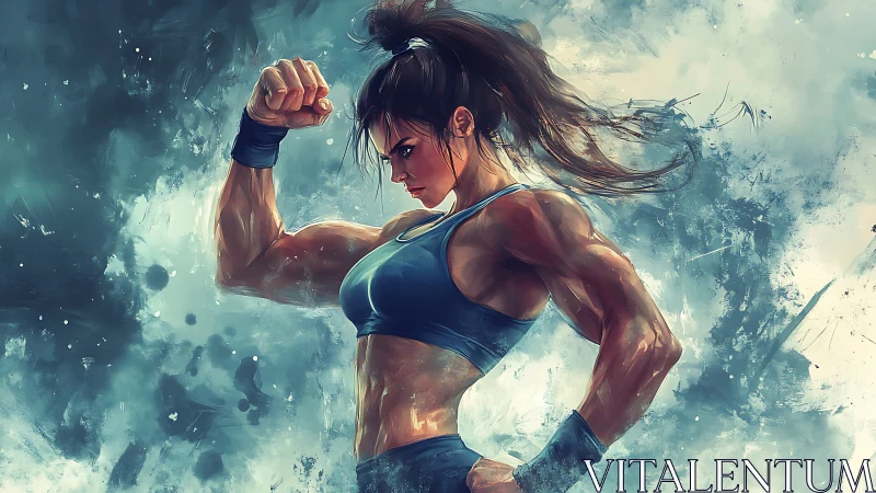 Storm-tempered athlete flexes power in swirling painted grit