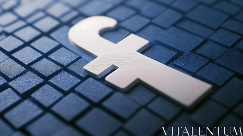 White social media glyph rests on blue modular 3D grid
