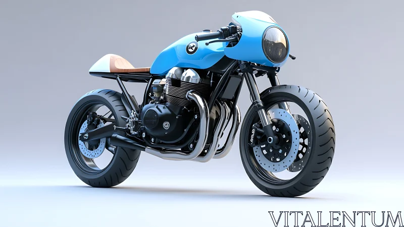 Sky-blue cafe racer dream with sleek retro curves.
