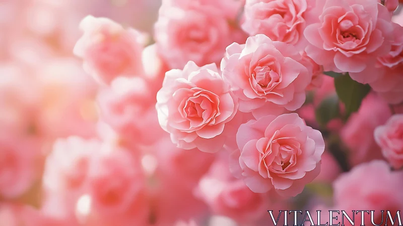Blooming Pink Garden: Delicate Rose Petals in Soft Focus Composition.