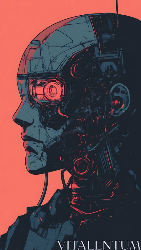 Neon sentinel in profile, etched with circuitry and quiet resolve.