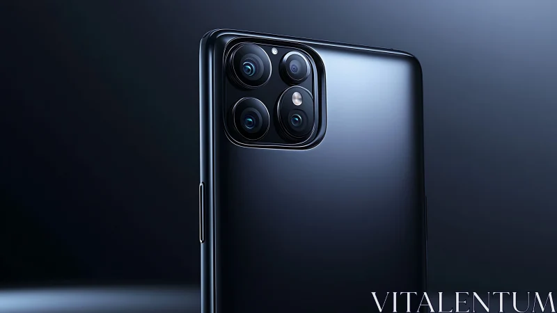 Modern smartphone rear view with quad camera module.