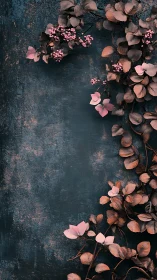 Soft dusk blossoms along a weathered teal wall edge.