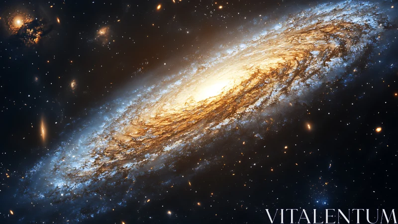 Spiral galaxy glow swirling through a quiet starry night sky.