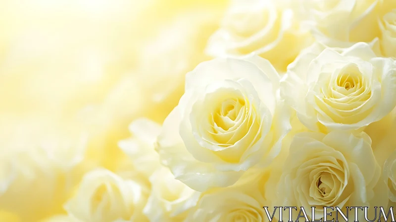 Close-up cluster of pale yellow roses with layered petals in soft focus.