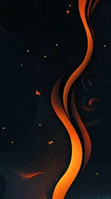 Solar ribbon drifting through midnight star glittered void.