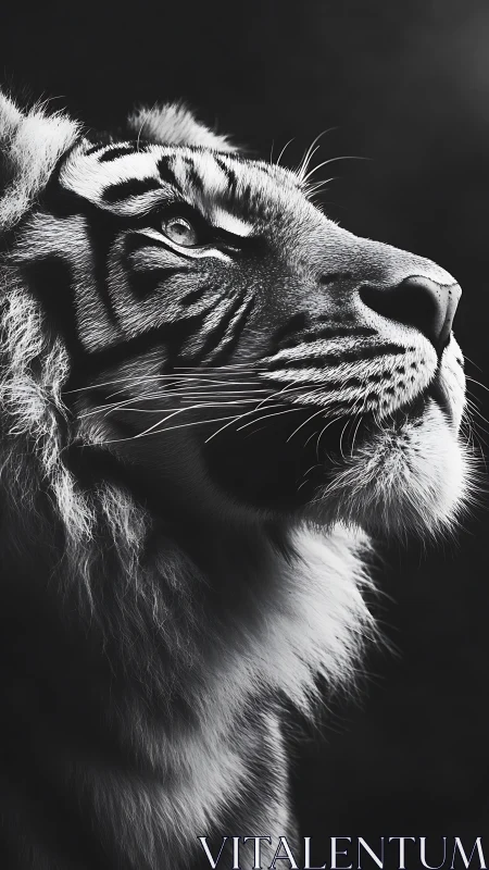 Majestic tiger portrait emerges from dramatic side lighting.