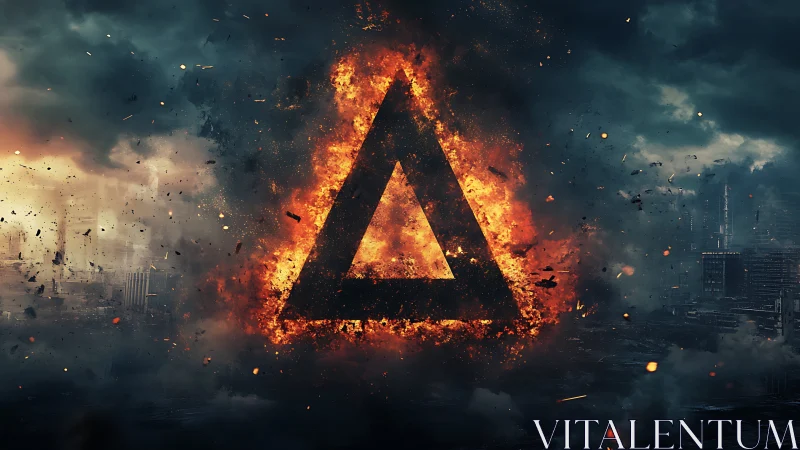 Apocalyptic Triangular Symbol. Explosive Inferno.