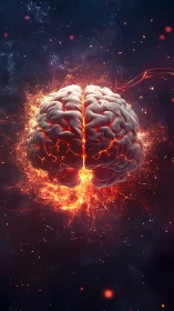 Molten neural cortex suspended in dark cosmic void.