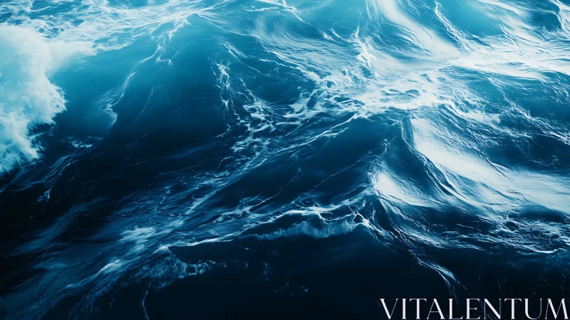 Ocean surface churns with teal currents and white foam.