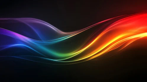 Chromatic lightwave ribbons on dark gradient field digital abstract.