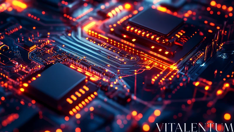 Glowing circuit board quietly celebrates the heart of modern tech