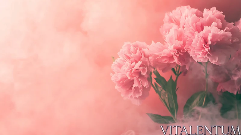 Delicate Pink Carnations Bloom in Dreamy Soft Light