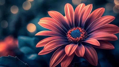 Gerbera Daisy With Chromatic Lighting And Bokeh Depth.