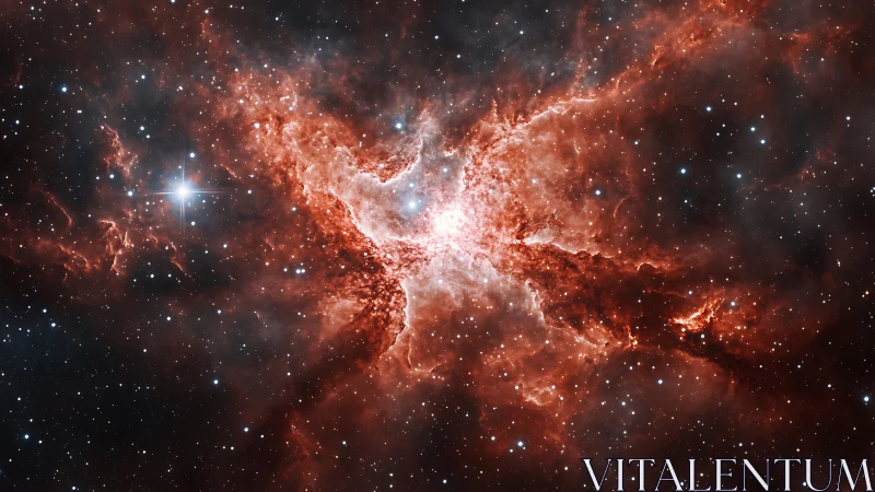 Crimson nebula wings unfurl across a glittering starfield.