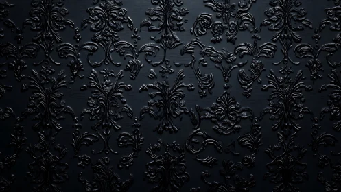Midnight baroque flourishes in inky embossed opulence.
