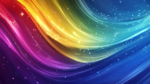 Cosmic rainbow currents swirling through a star-swept night.