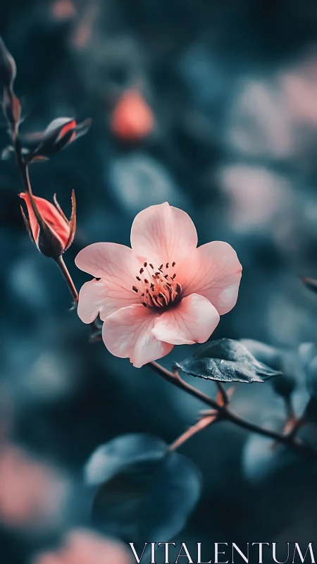 Blush blooms defiantly against dusky twilight dreaming