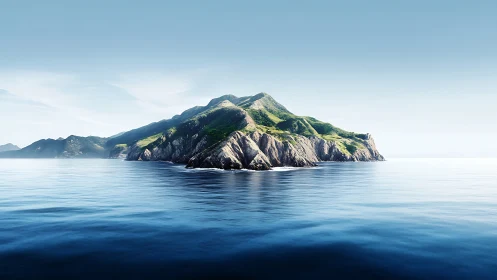 Emerald Crown Rises: Island's Volcanic Drama Against Infinite Blue