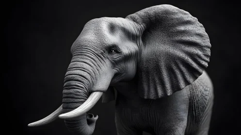 Majestic Elephant Portrait in Dramatic Black and White Photography.