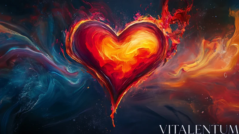 Blazing Flaming Heart Digital Art.