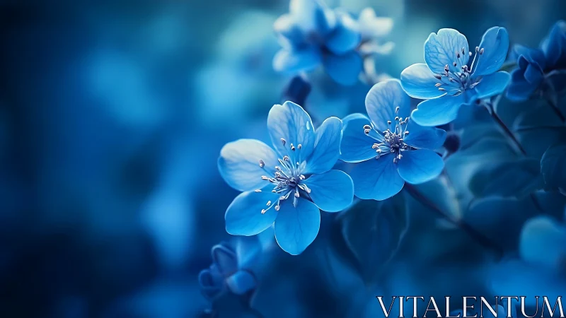 Blue Flowers in Soft Focus Macro Perspective.