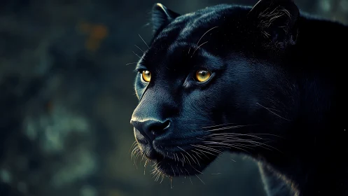 Stunning Black Panther Portrait with Golden Eyes
