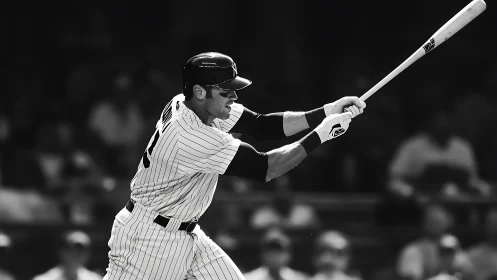 Baseball batter swings powerfully under dramatic stadium lights