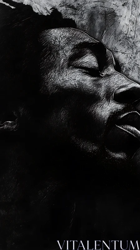 Profile portrait rests in shadowed light and quiet strength