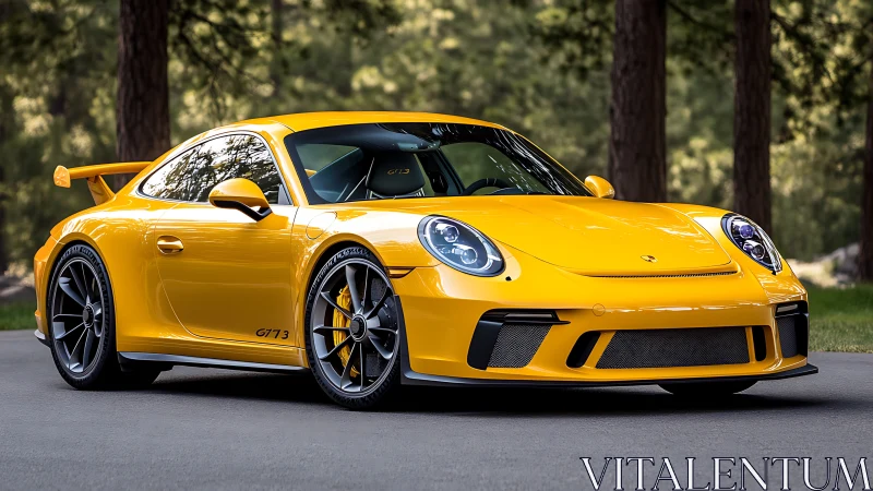 Sunlit yellow track missile idling beneath whispering pines.