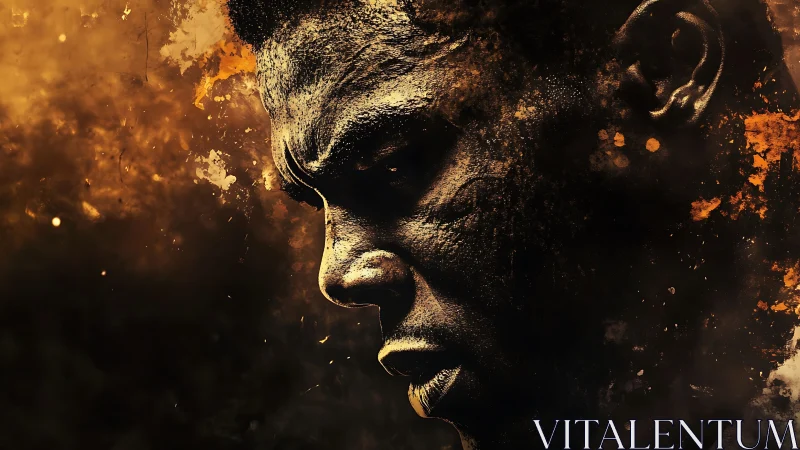 Quiet strength in a glowing, textured portrait of resolve.