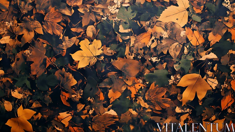 Dense layer of autumn leaves covers entire ground surface