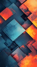 Thermal-gradient cubic strata in angular digital planes.