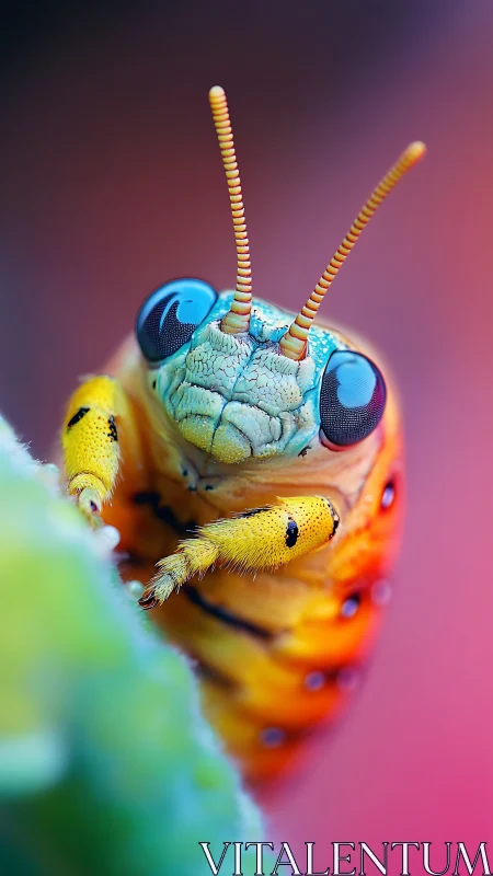 Macro insect portrait isolates chromatic exoskeleton detail