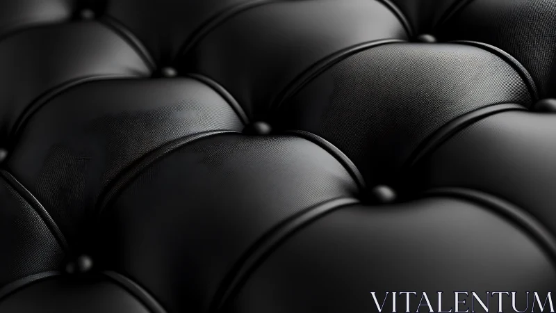 Black Quilted Leather Surface with Button Tufting Details