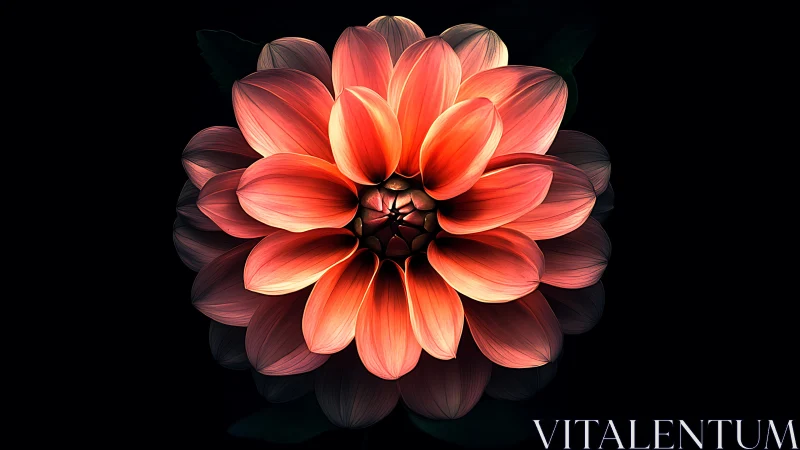 Red Dahlia with Layered Petals Against Dark Background.