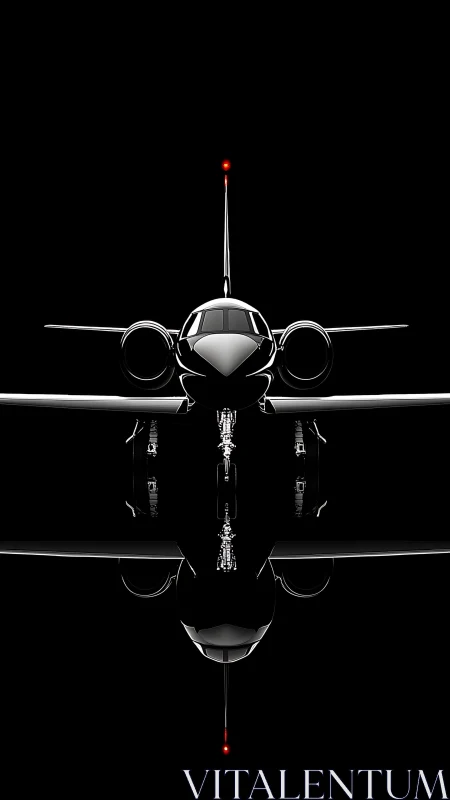 Symmetric frontal jet silhouette with reflective axial mirroring.