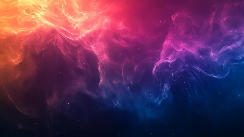 Cosmic nebula ribbons drift like painted fire through night