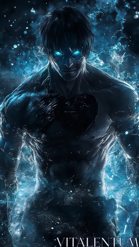 Storm-lit spectral warrior forged from electric midnight.