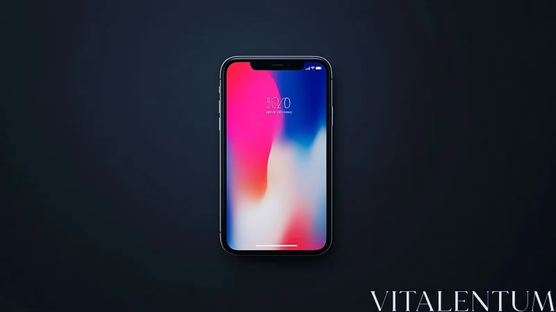 Smartphone display with gradient wallpaper against dark background.
