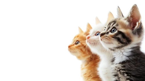 Two Kittens Gazing Upward Together.