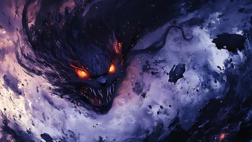 Storm-born shadow beast with blazing eyes surging forward.