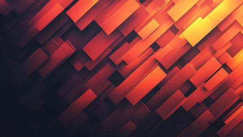 Vibrant geometric abstract art with glowing orange rectangles.