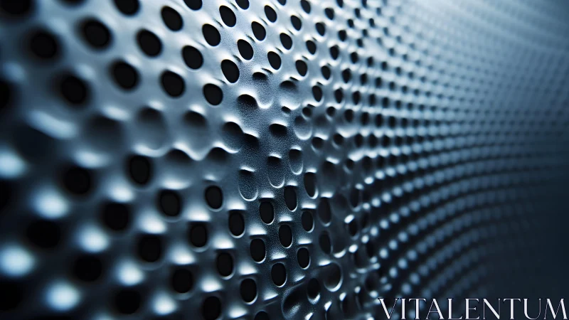 Abstract closeup of metallic perforated surface in modern lighting.