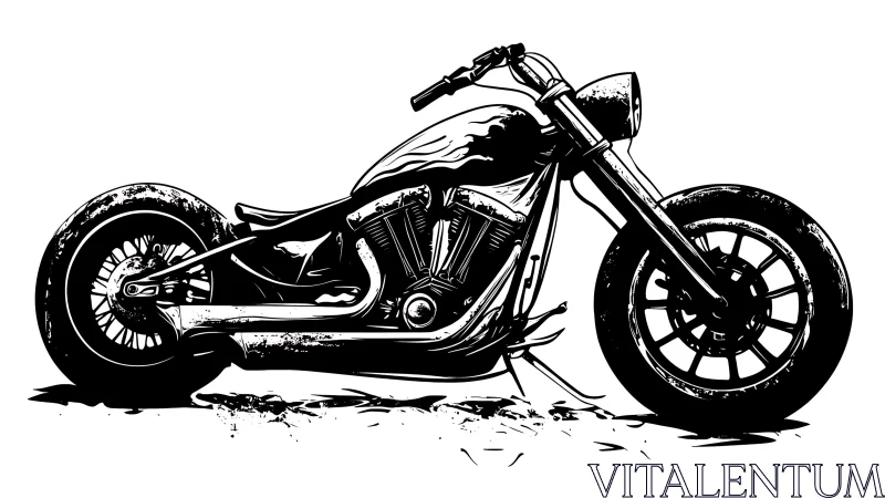 Custom chopper motorcycle rendered in bold black ink.