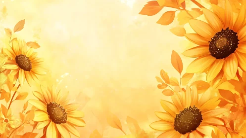 Radial sunflower composition frames high key yellow negative space