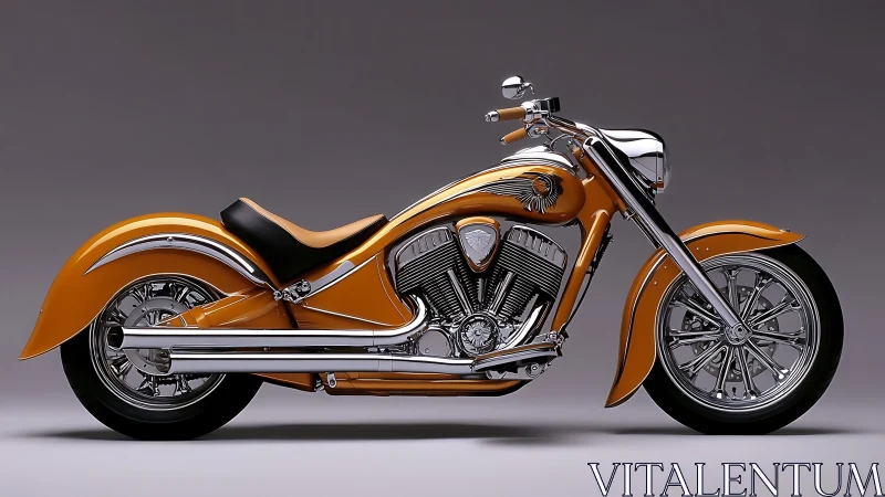 Custom orange cruiser motorcycle with chrome detailing