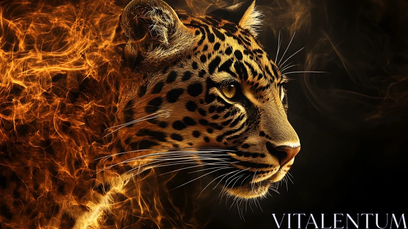Fire Leopard - Fierce Wildlife in Flames.